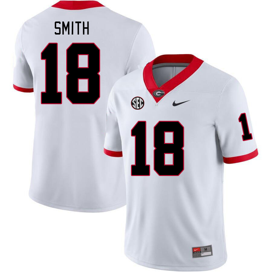 Men #18 C.J. Smith Georgia Bulldogs College Football Jerseys Stitched-White